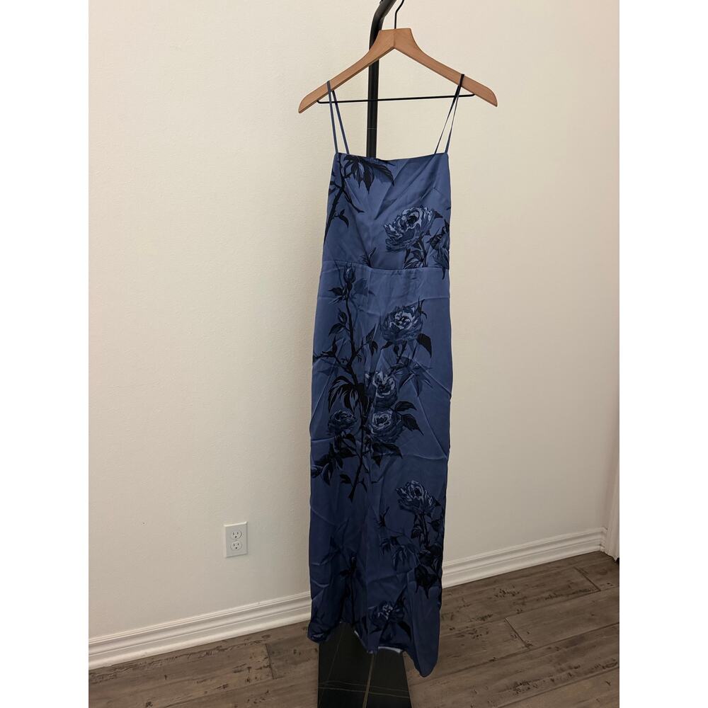 New Few Moda Kourt Selena silk blue floral dress $422 sz 4 - Picture 3 of 5